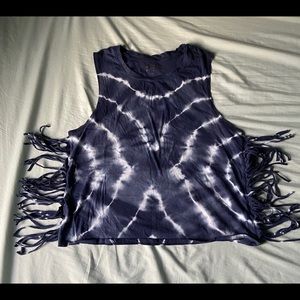 Tie dye fringe tank top
